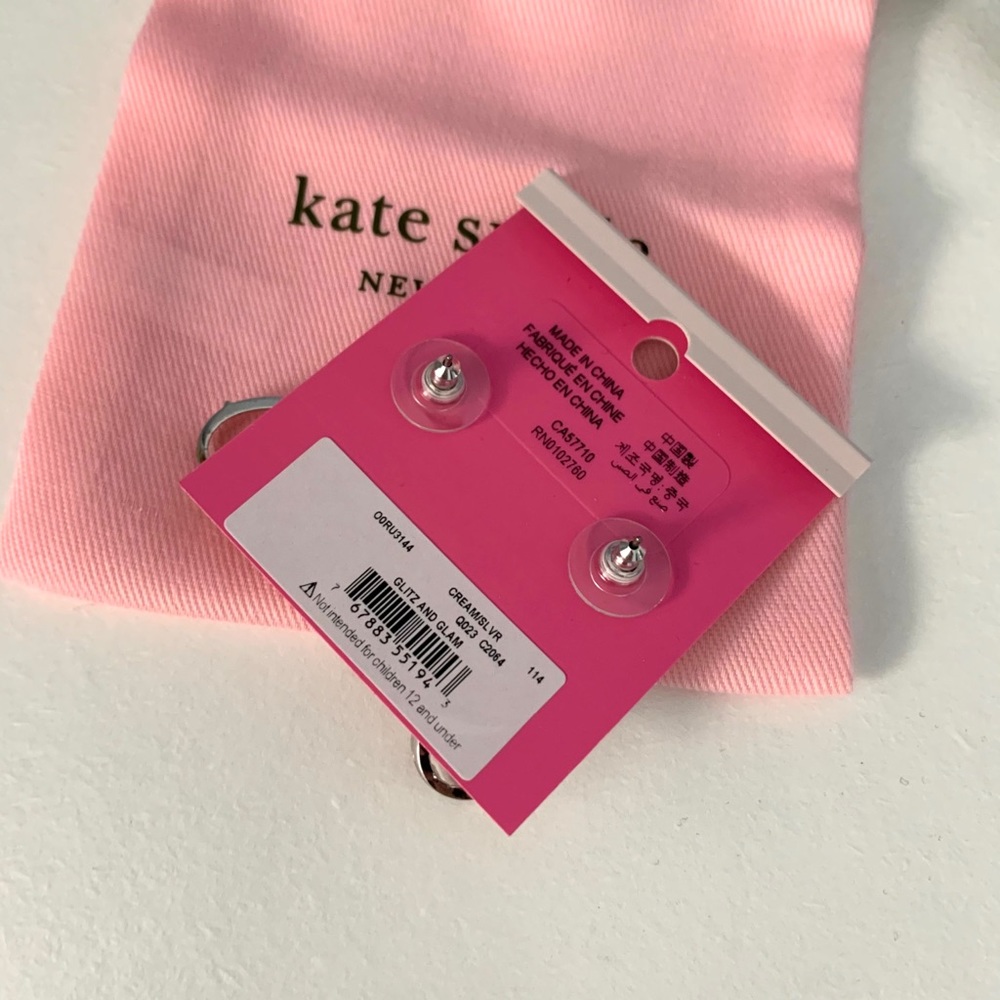 NWT Kate Spade rhodium pearl crystal earrings - Picture 5 of 7